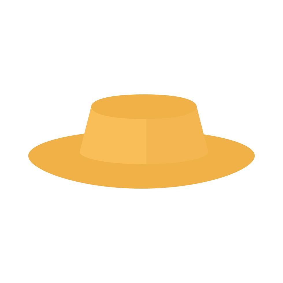 sombrero de paja accesorio ropa dibujos animados icono plano estilo vector