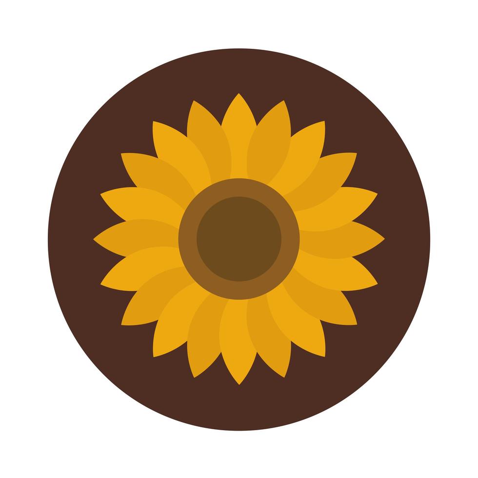 sunflower petals decoration nature block and flat icon vector