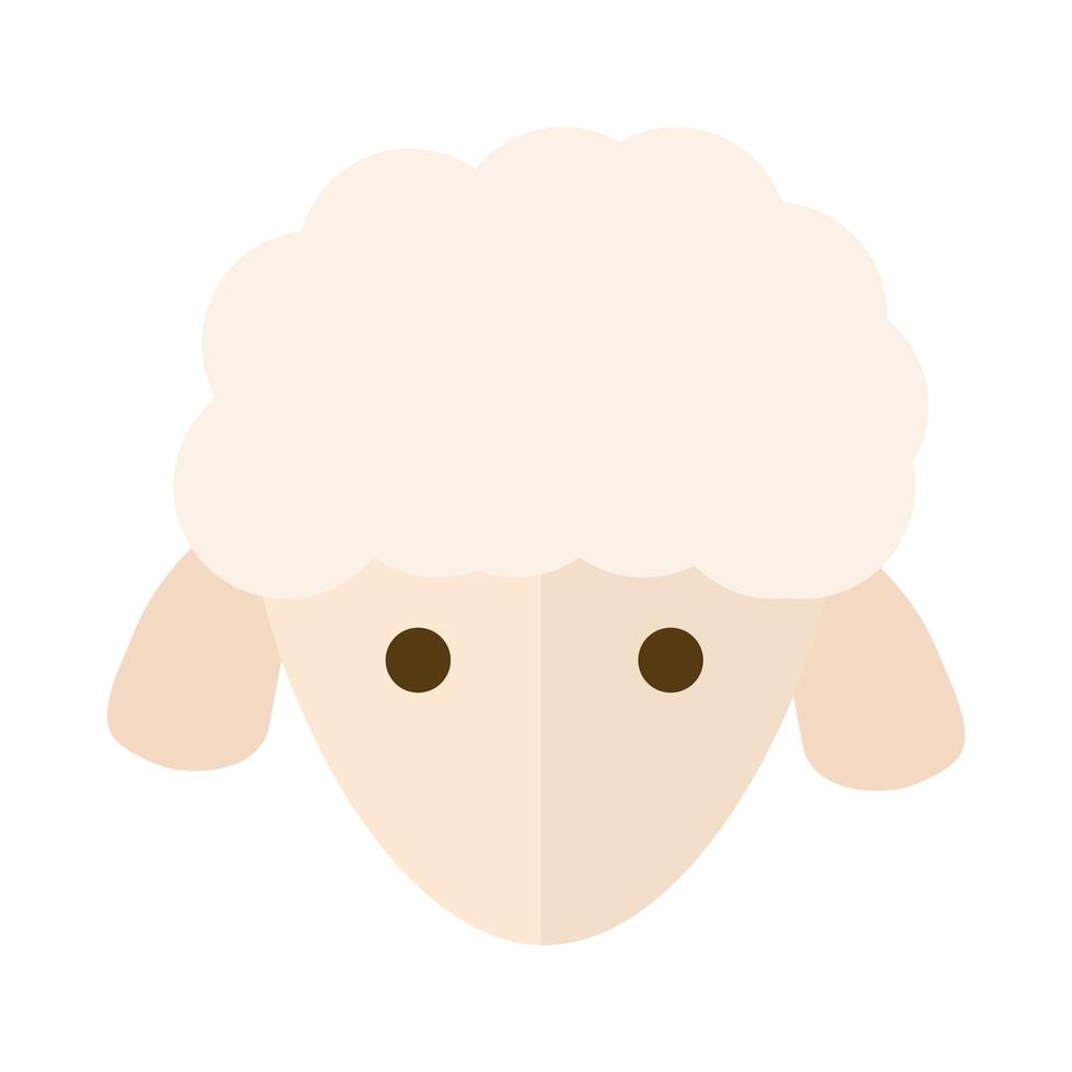estilo de icono plano de dibujos animados lindo animal cabeza de oveja vector