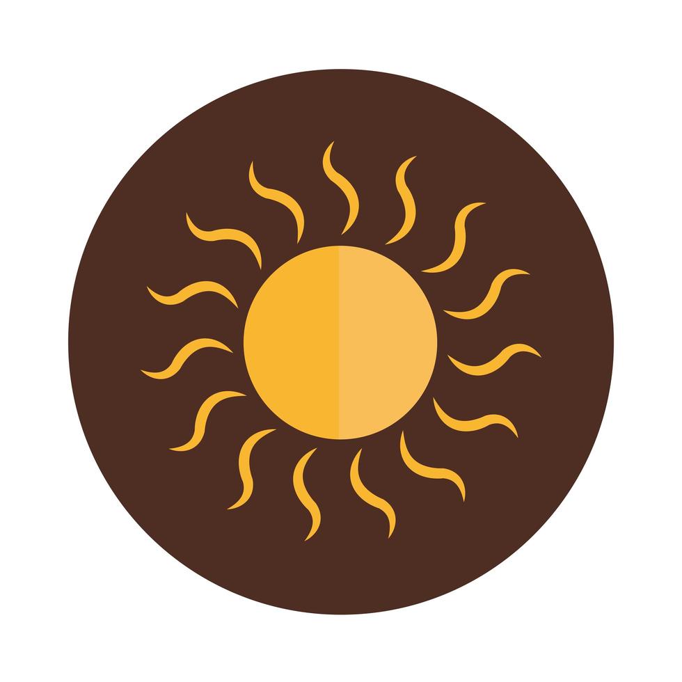 sol de dibujos animados rayos calientes naturaleza bloque de clima e icono plano vector