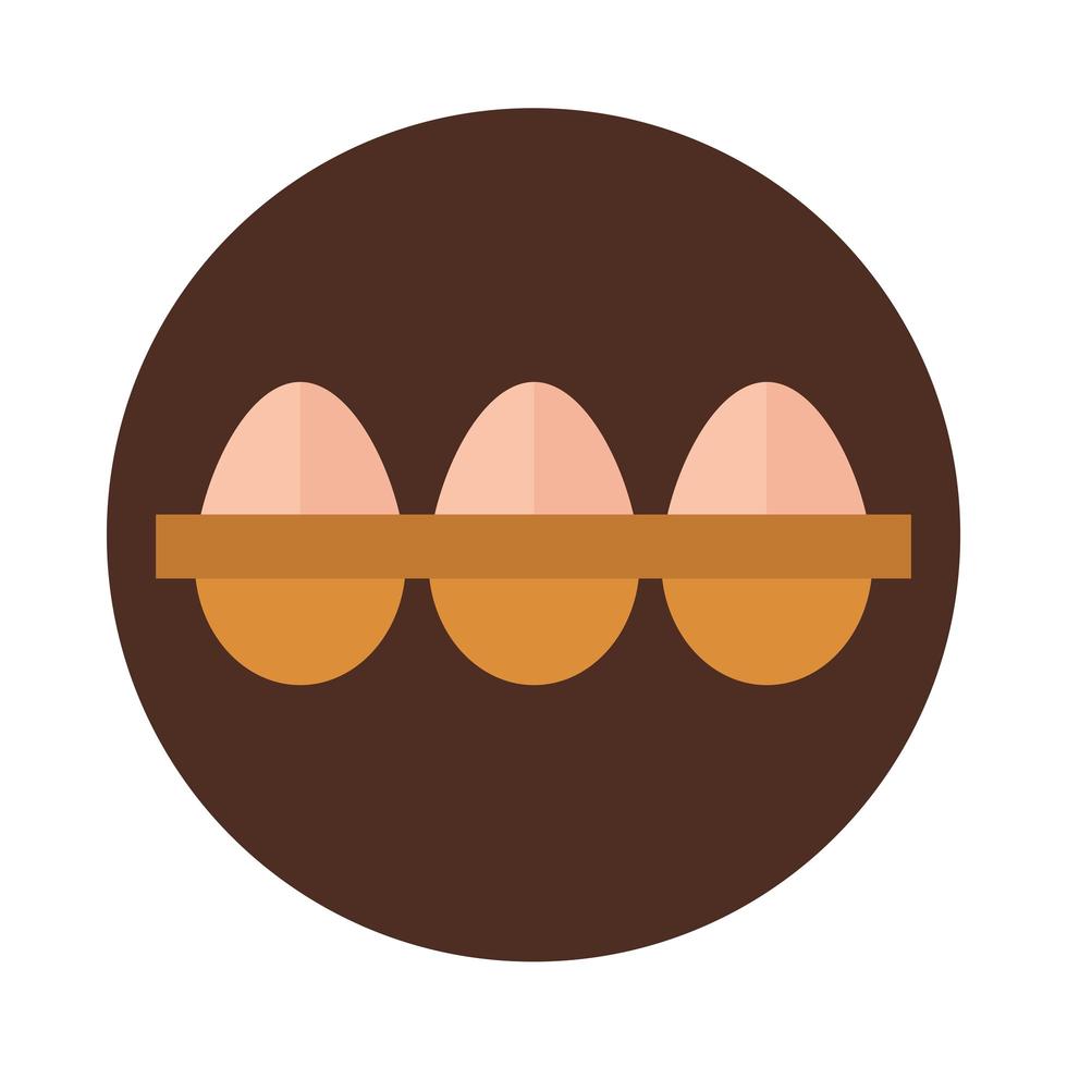 agriculture and farming eggs in box block and flat icon vector
