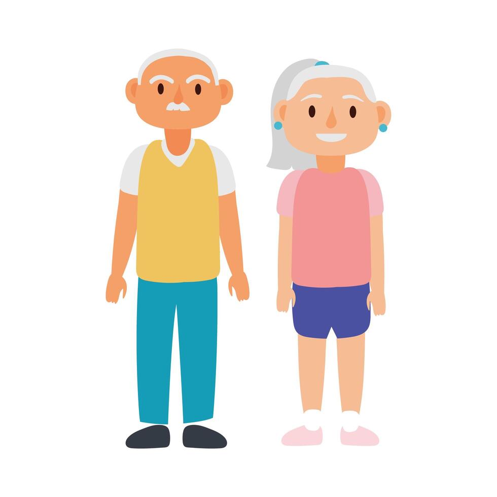 old couple persons avatars characters vector