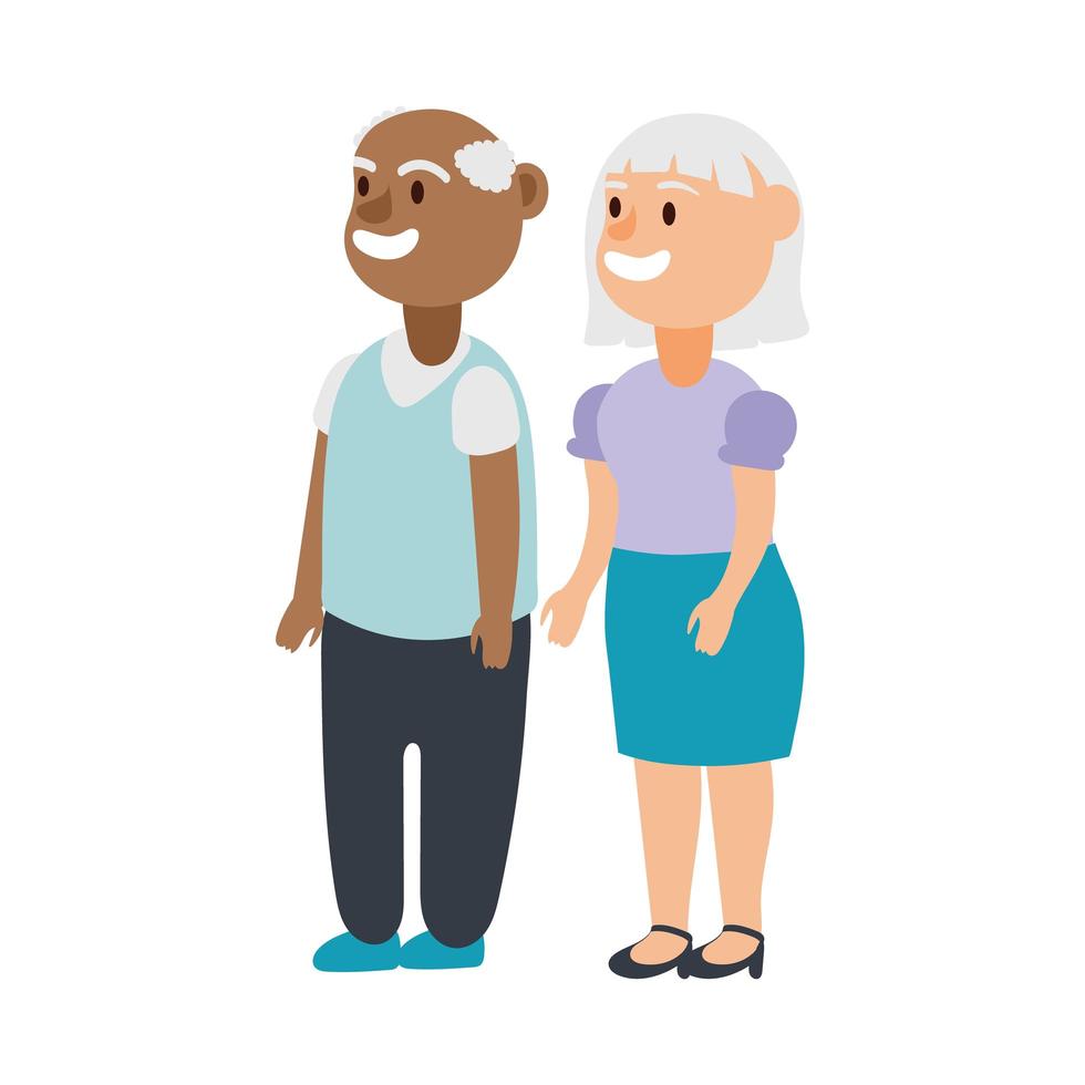 interracial old couple persons avatars characters vector