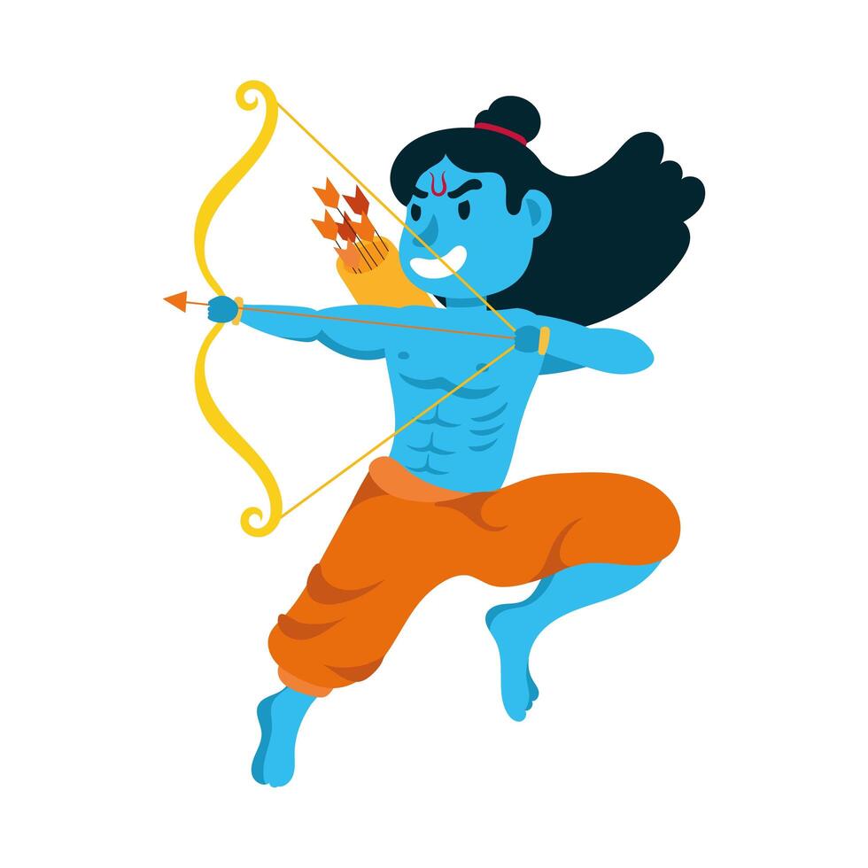 rama god with arch character vector