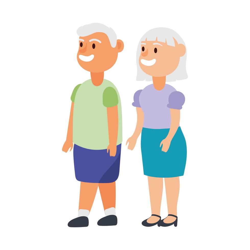 pareja de ancianos personajes avatares vector
