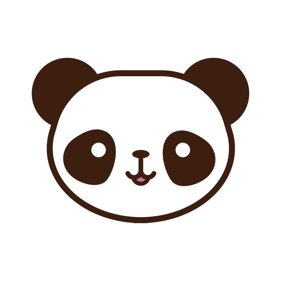 lindo osito panda kawaii línea animal y estilo de relleno vector