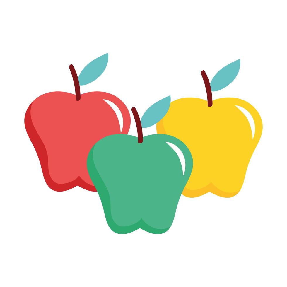 apples fresh fruits nature icons vector