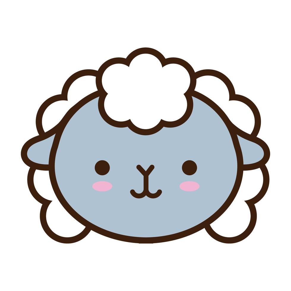cute little sheep kawaii animal line and fill style vector
