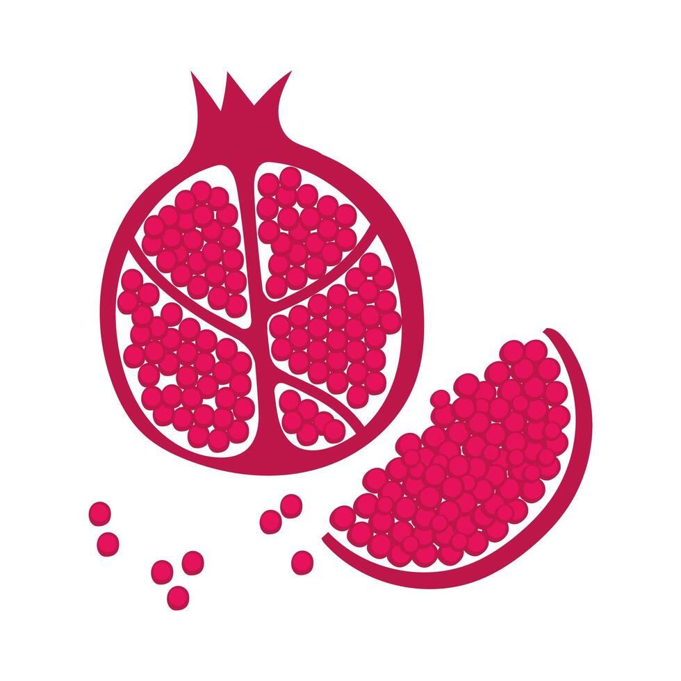 pomegranate fruit portions fresh nature icon vector