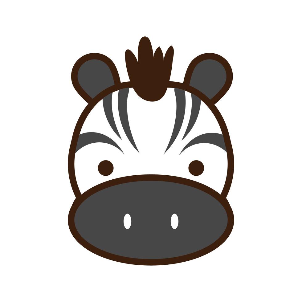 Cute little zebra kawaii línea animal y estilo de relleno vector