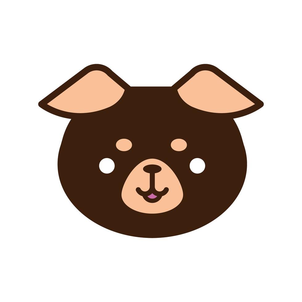 cute bear kawaii animal line and fill style vector