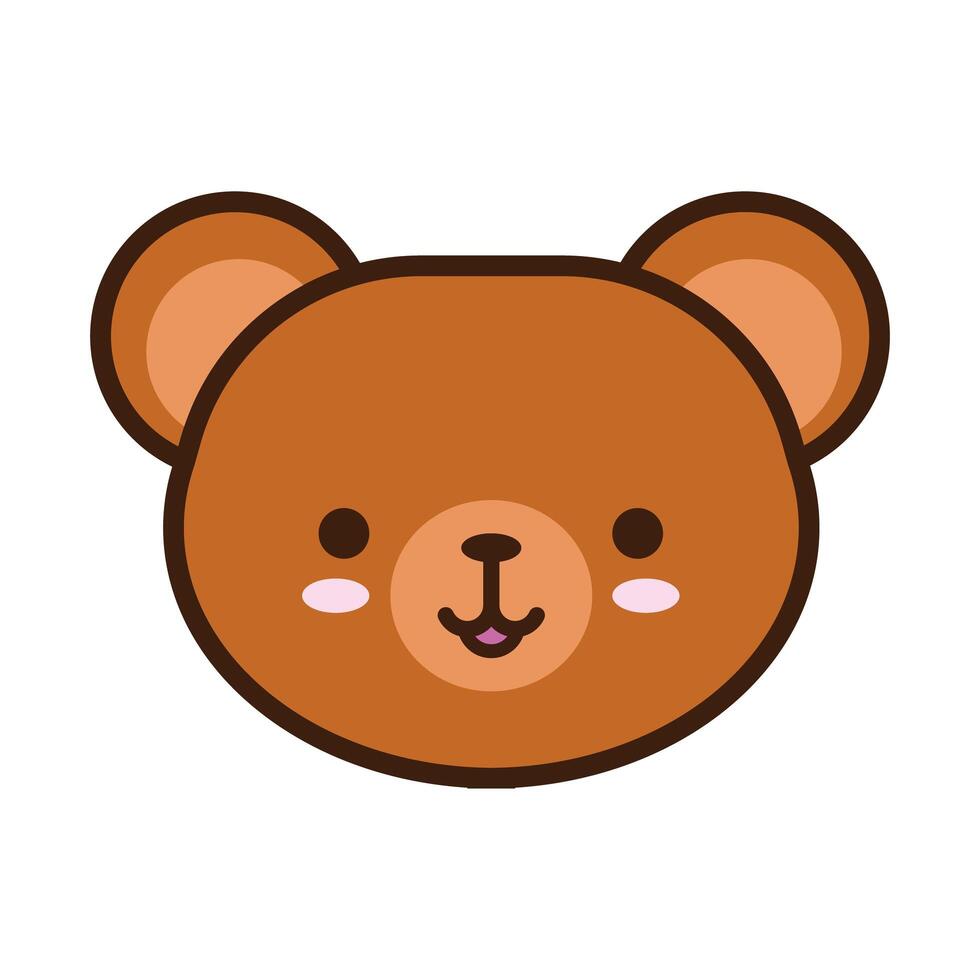 cute little bear kawaii animal line and fill style vector