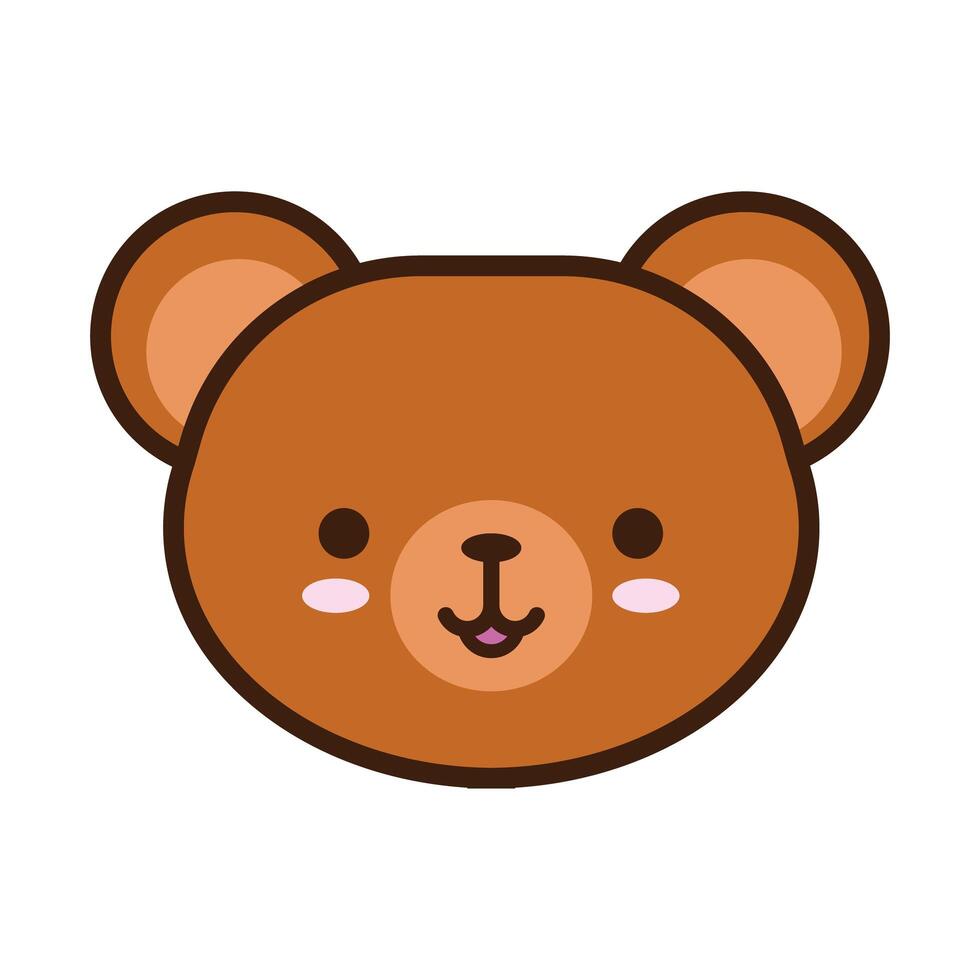 lindo osito kawaii línea animal y estilo de relleno vector