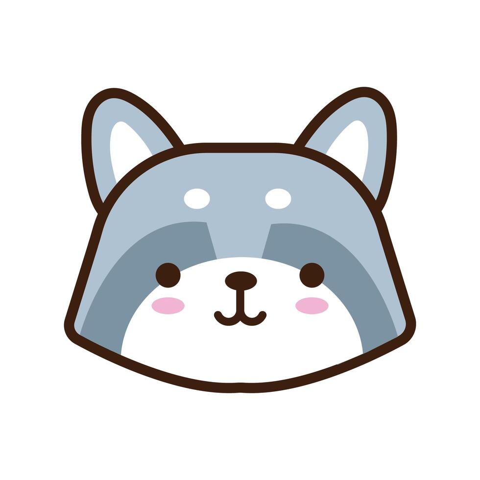 lindo y pequeño zorro kawaii de línea animal y estilo de relleno vector