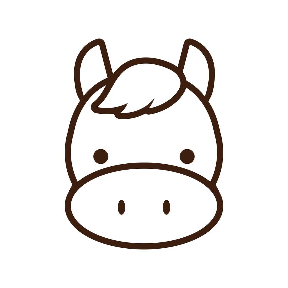cute little horse kawaii animal line style vector