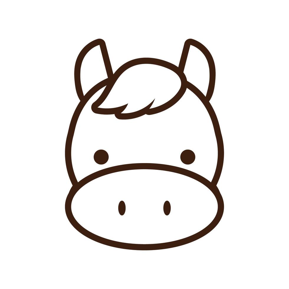 lindo y pequeño caballo kawaii estilo de línea animal vector