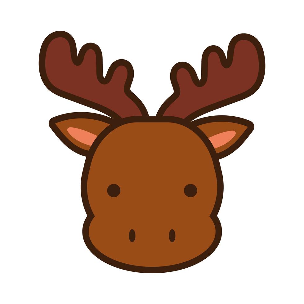 cute little deer kawaii animal line and fill style vector