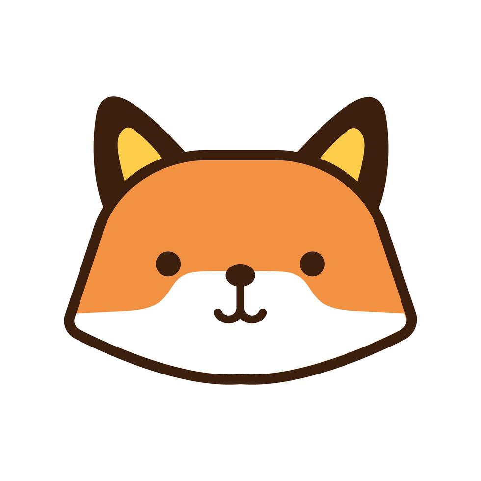 lindo zorro kawaii línea animal y estilo de relleno vector