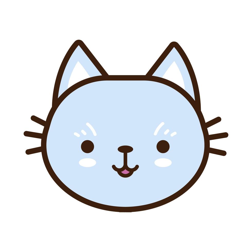 lindo gatito kawaii línea animal y estilo de relleno vector