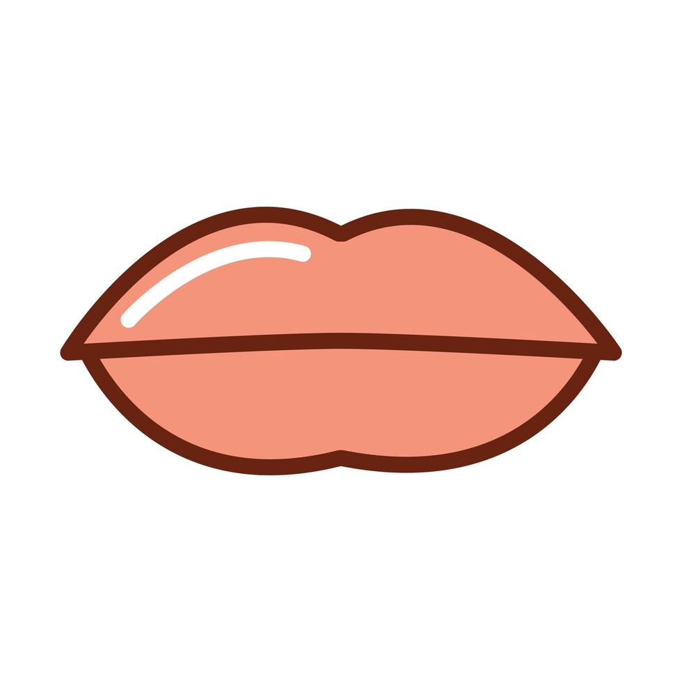 human body mouth lips anatomy organ health line and fill icon vector