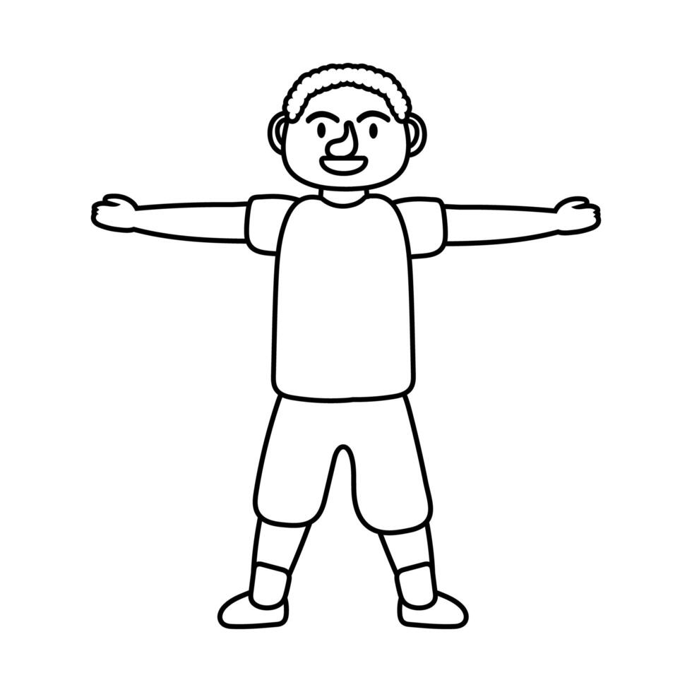 old man practicing exercise line style icon vector