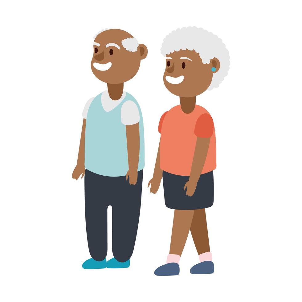 afro old couple persons avatars characters vector
