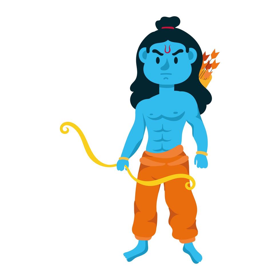 rama god with arch character vector