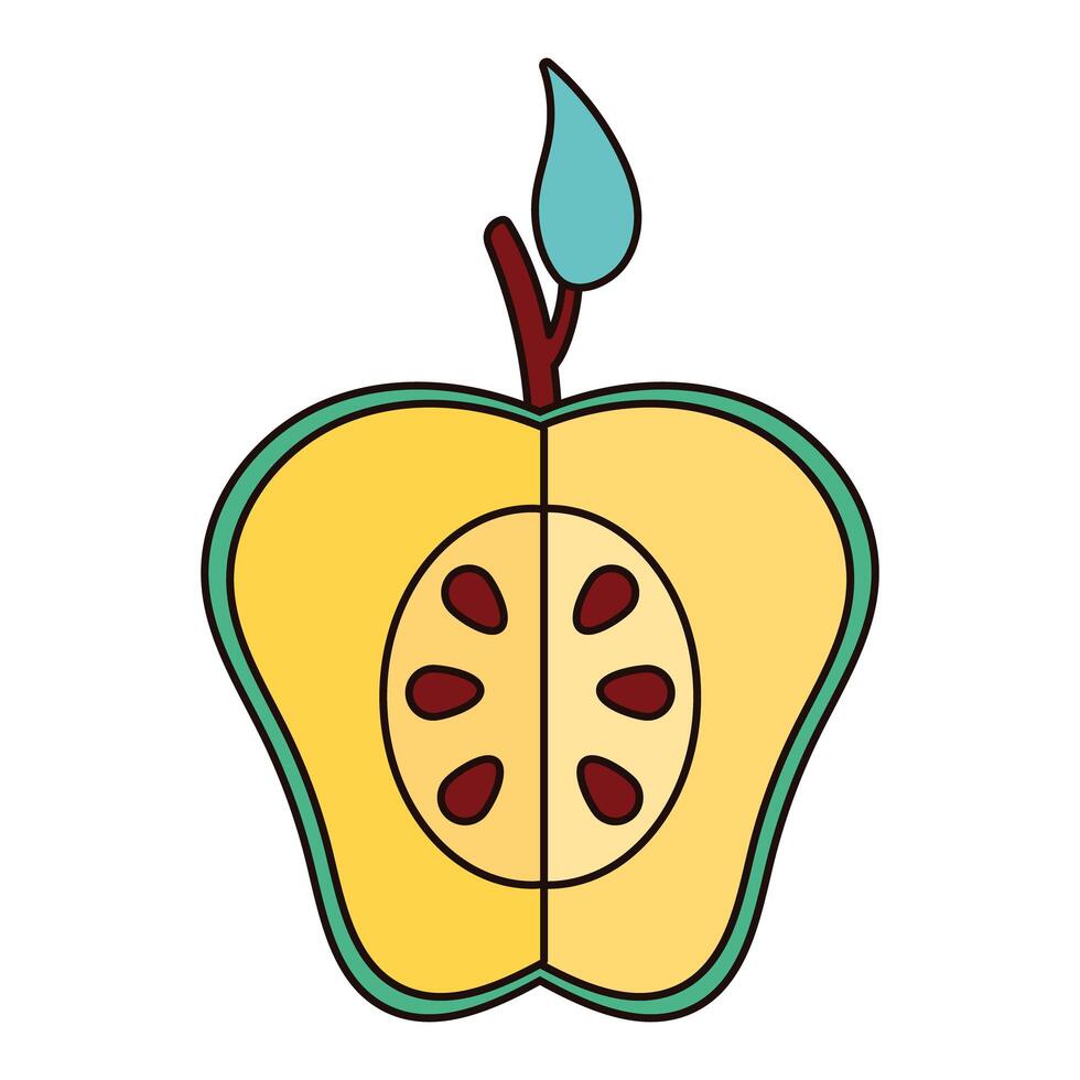 half apple green fresh fruit nature icon vector