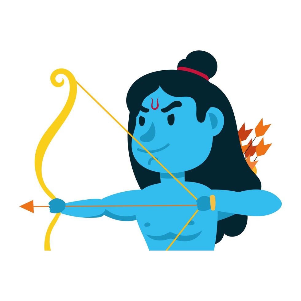 rama god with arch character vector