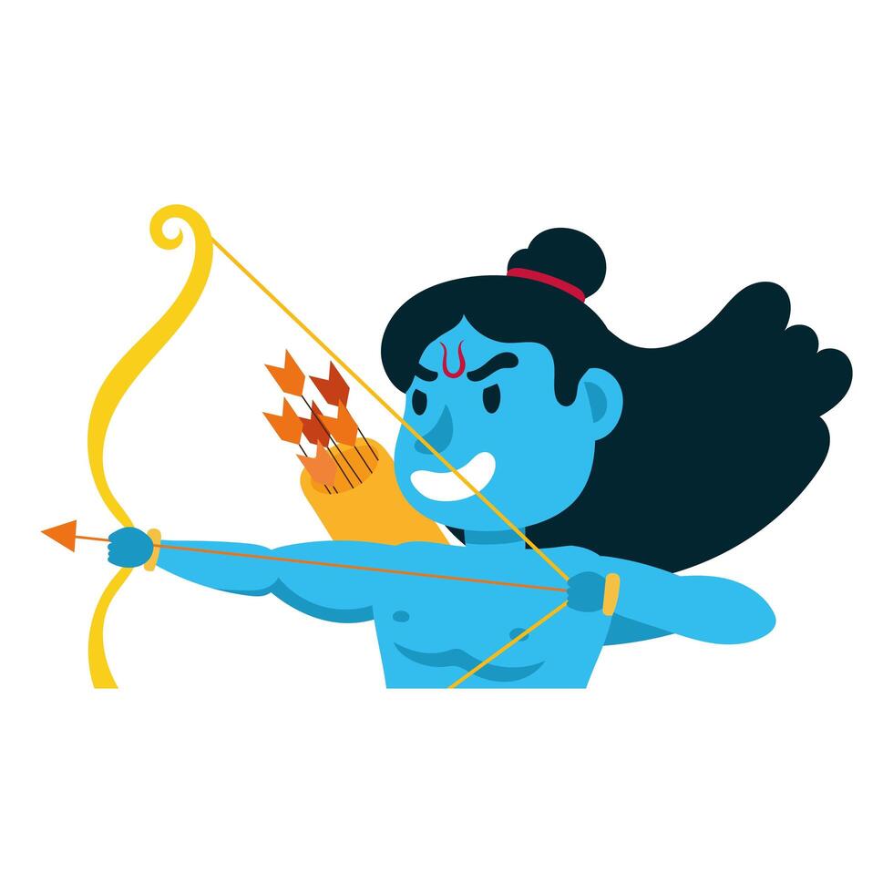 rama god with arch character vector