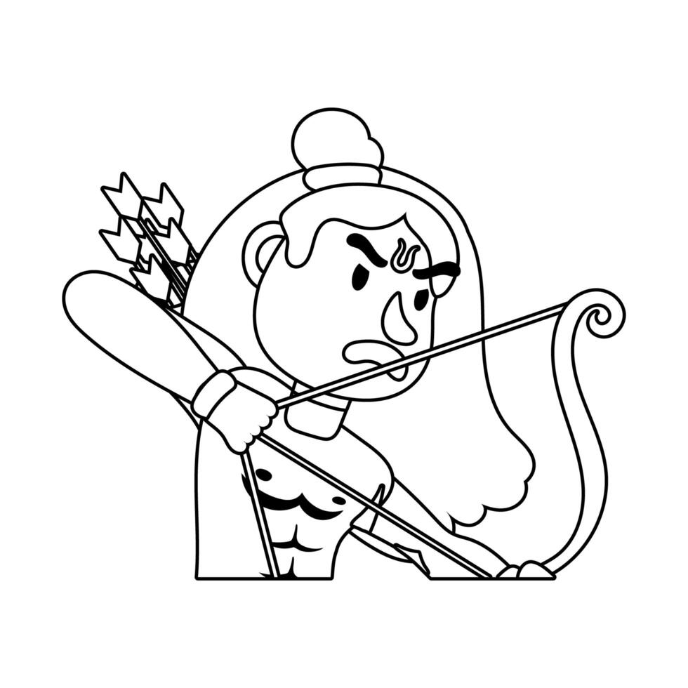 rama god with arch character line style vector