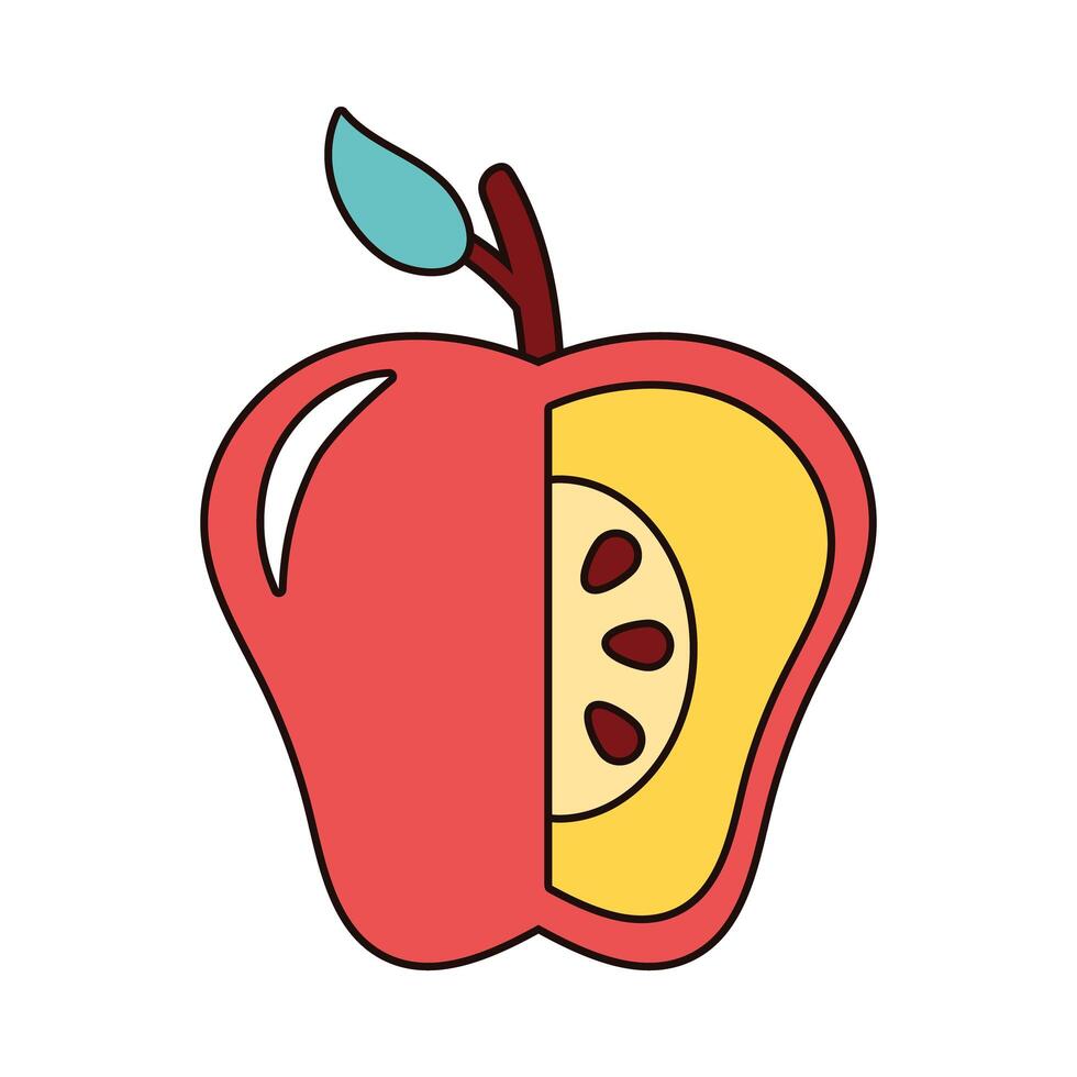 manzana roja sin una porción icono de naturaleza de fruta fresca vector