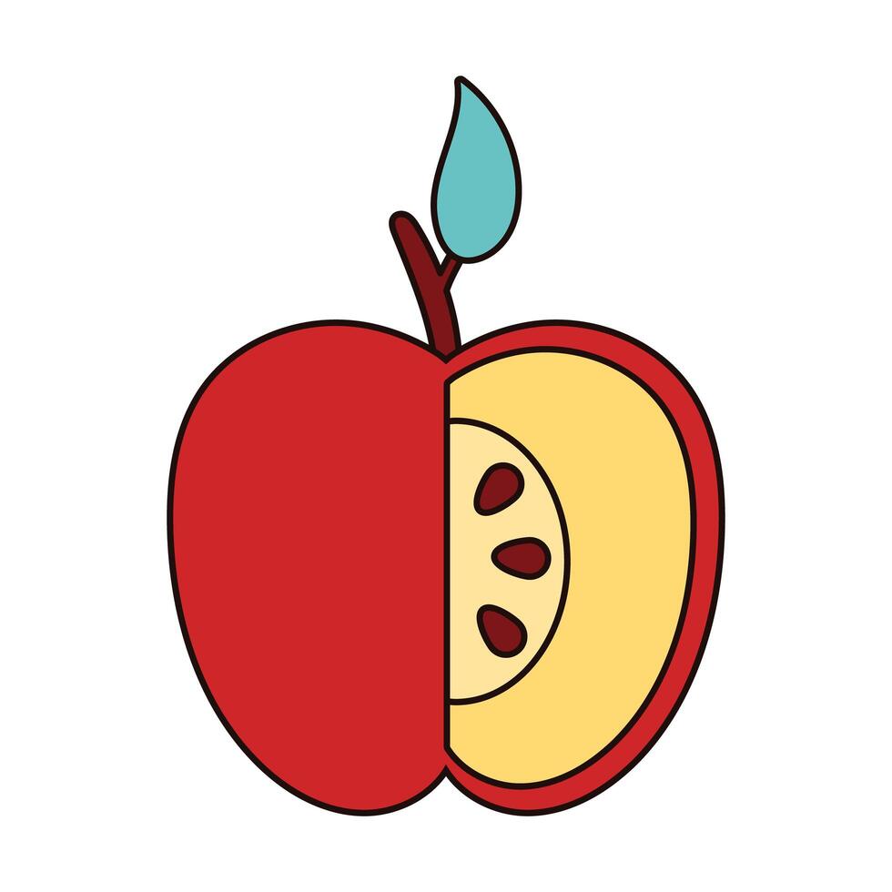 manzana roja sin una porción icono de naturaleza de fruta fresca vector