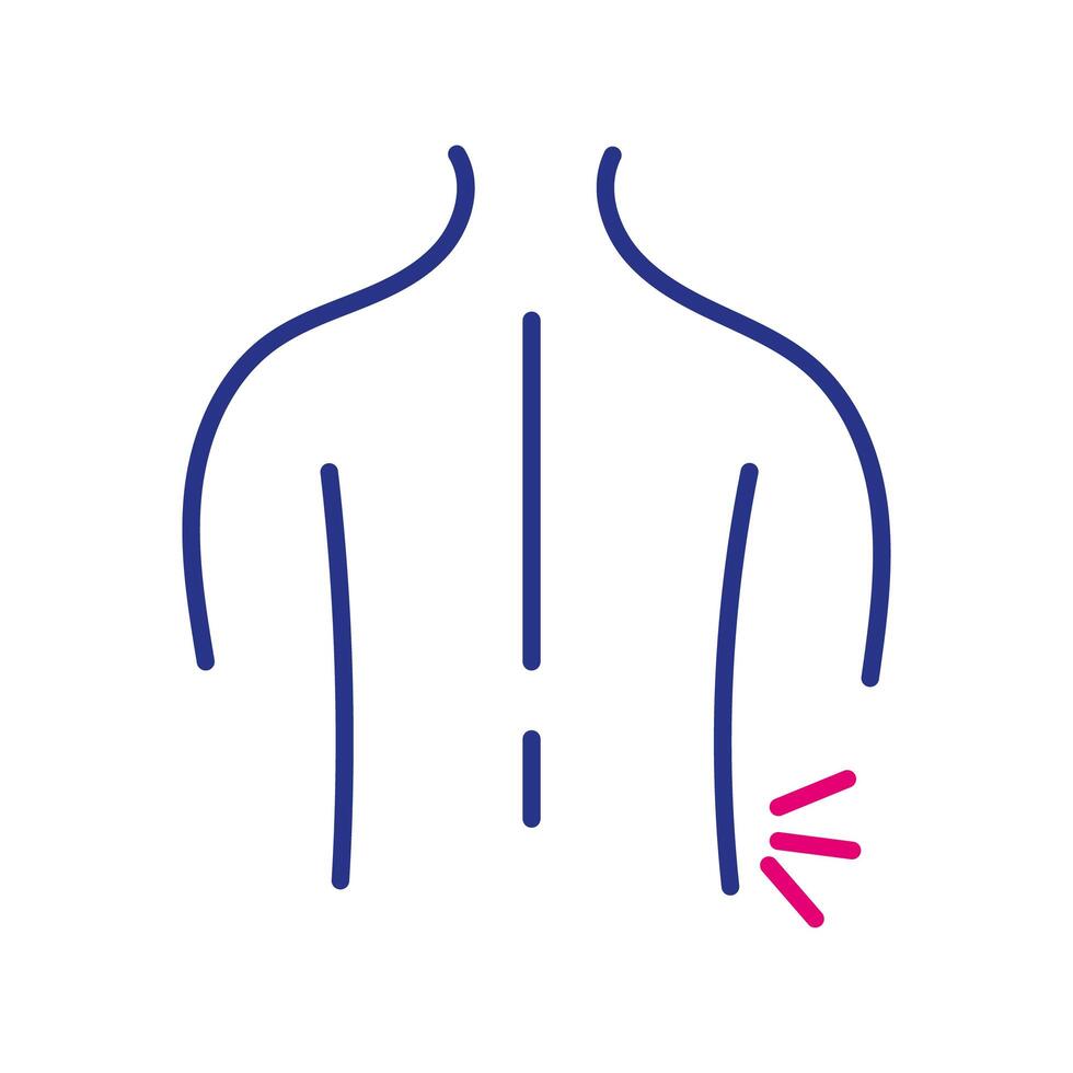 torso with hip pain line and fill style icon vector