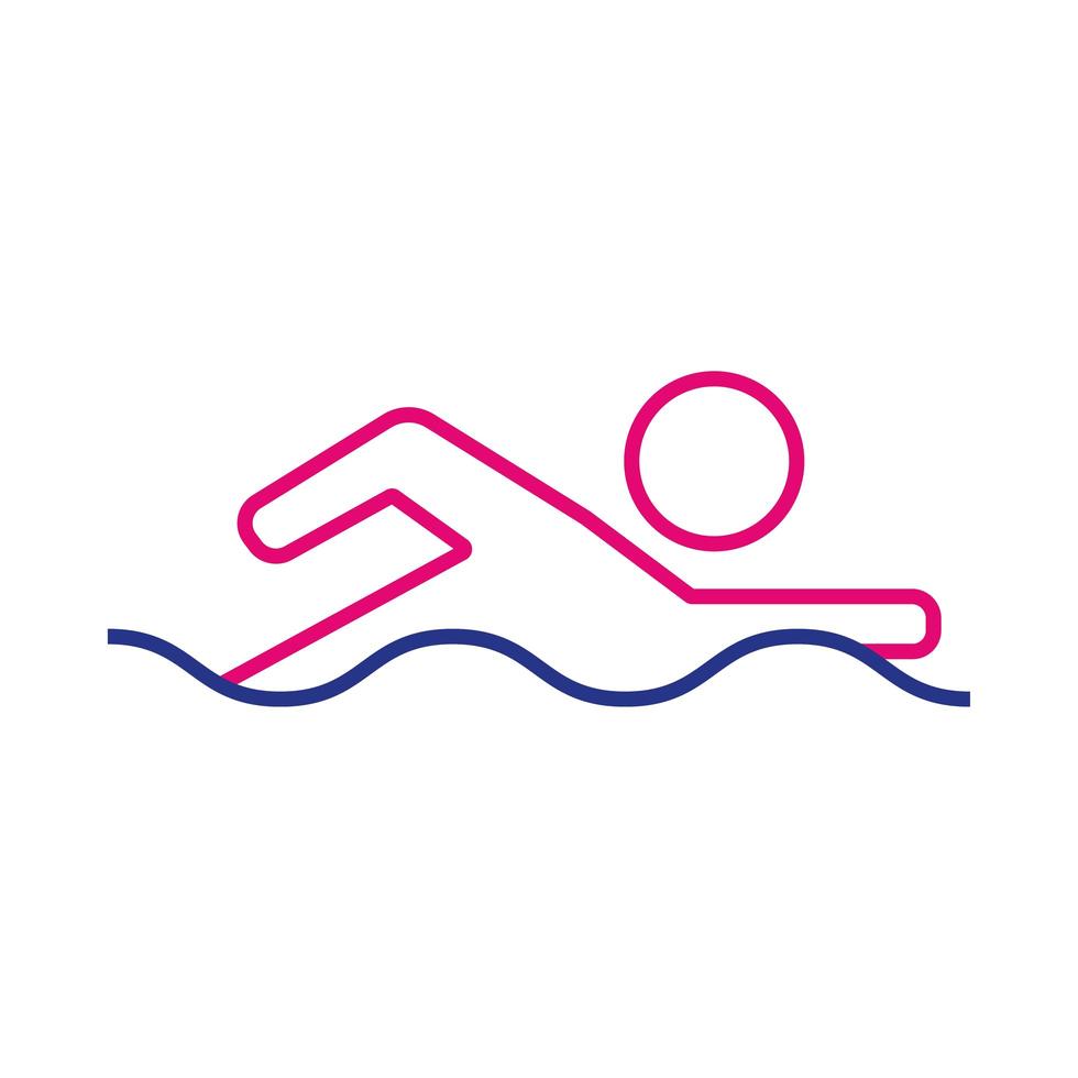 persona nadando avatar línea e icono de estilo de relleno vector