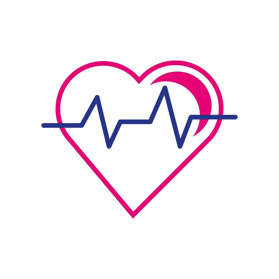 icono de estilo de relleno y línea de cardio del corazón vector