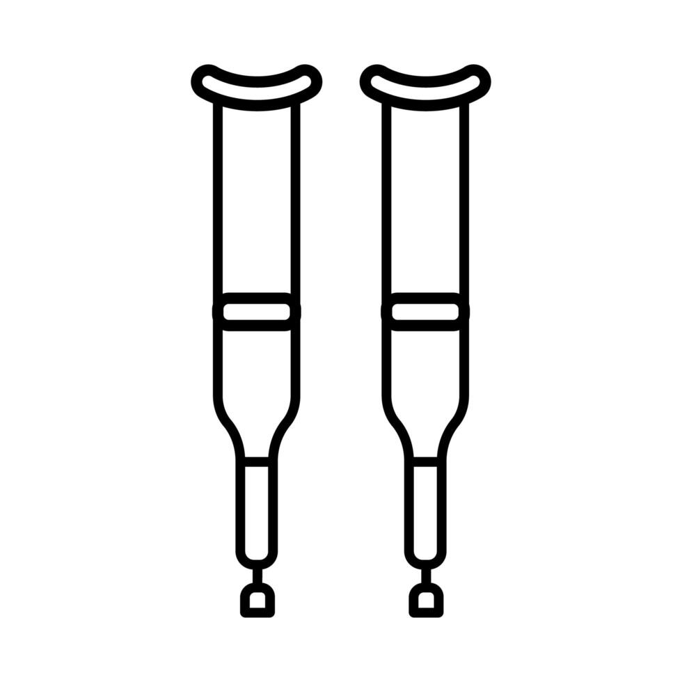 crutches disabled tool line style icon vector