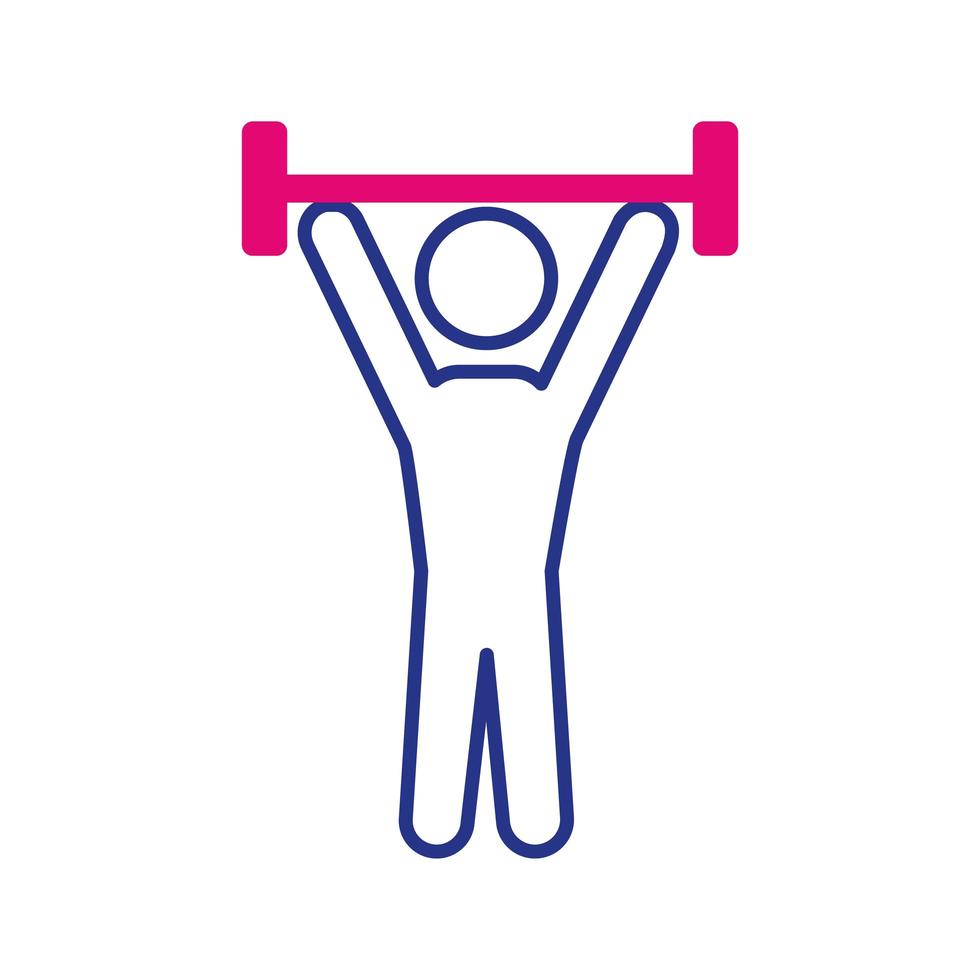 avatar lifting weight line and fill style icon vector