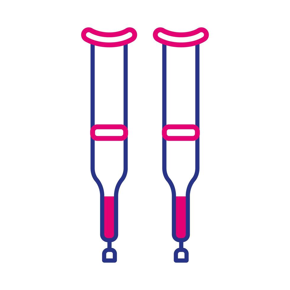 crutches disabled tool line and fill style icon vector