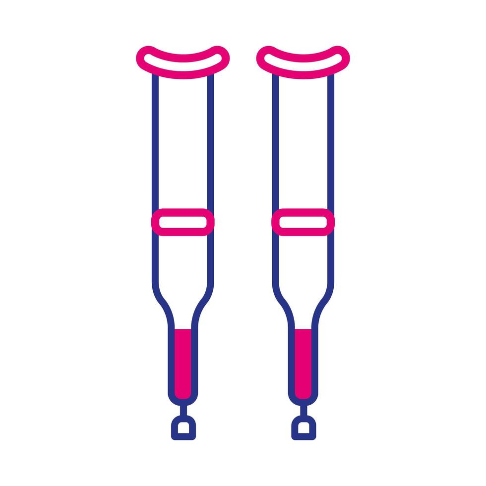 crutches disabled tool line and fill style icon vector