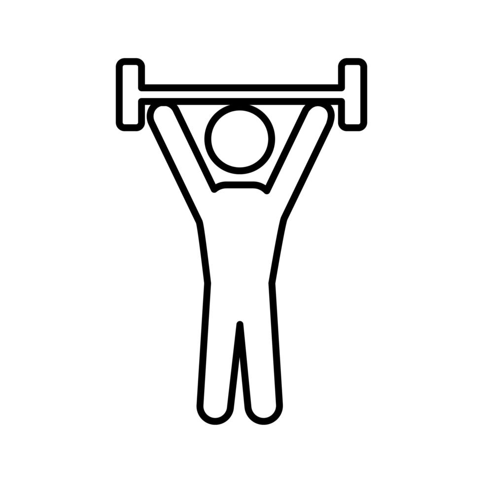 avatar lifting weight line style icon vector