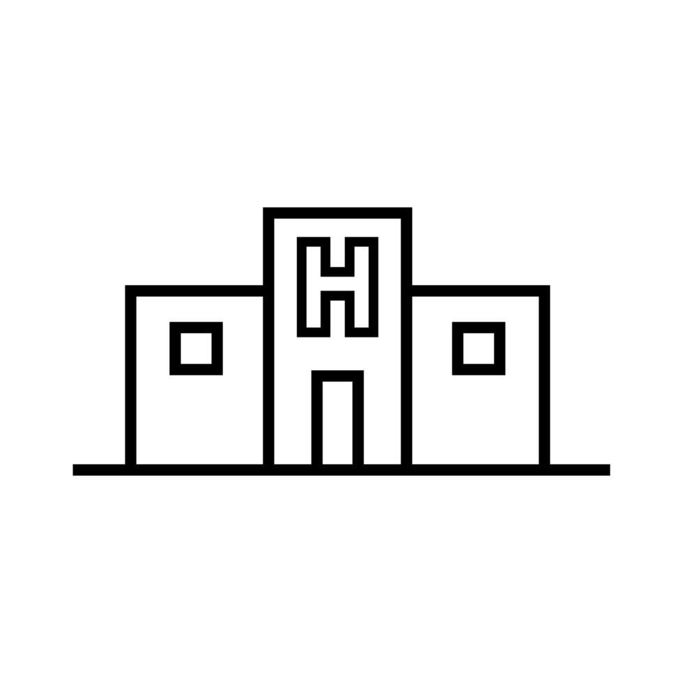 icono de estilo de línea de edificio de hospital vector