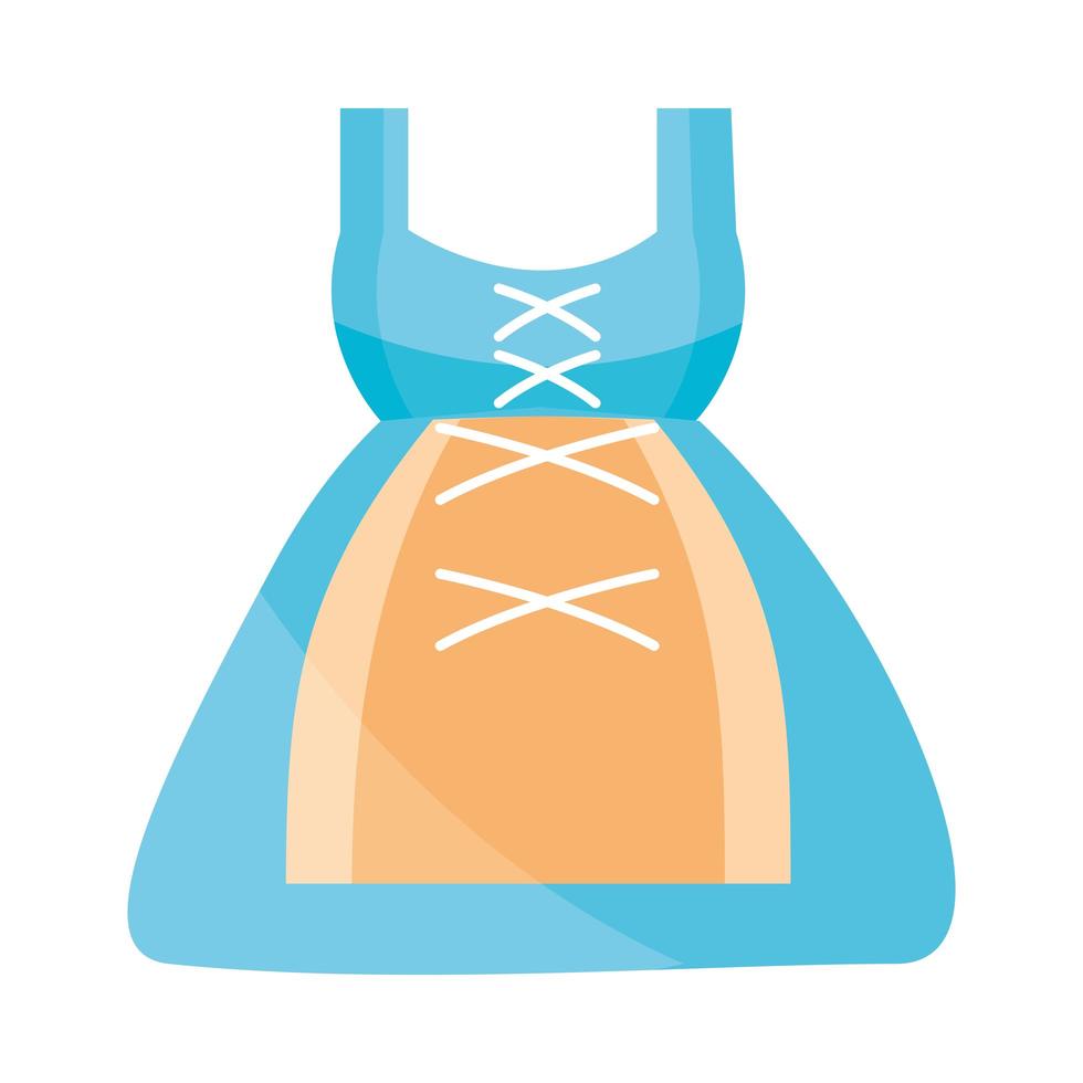 vestido tradicional dirndl usado en alemania diseño de icono plano vector