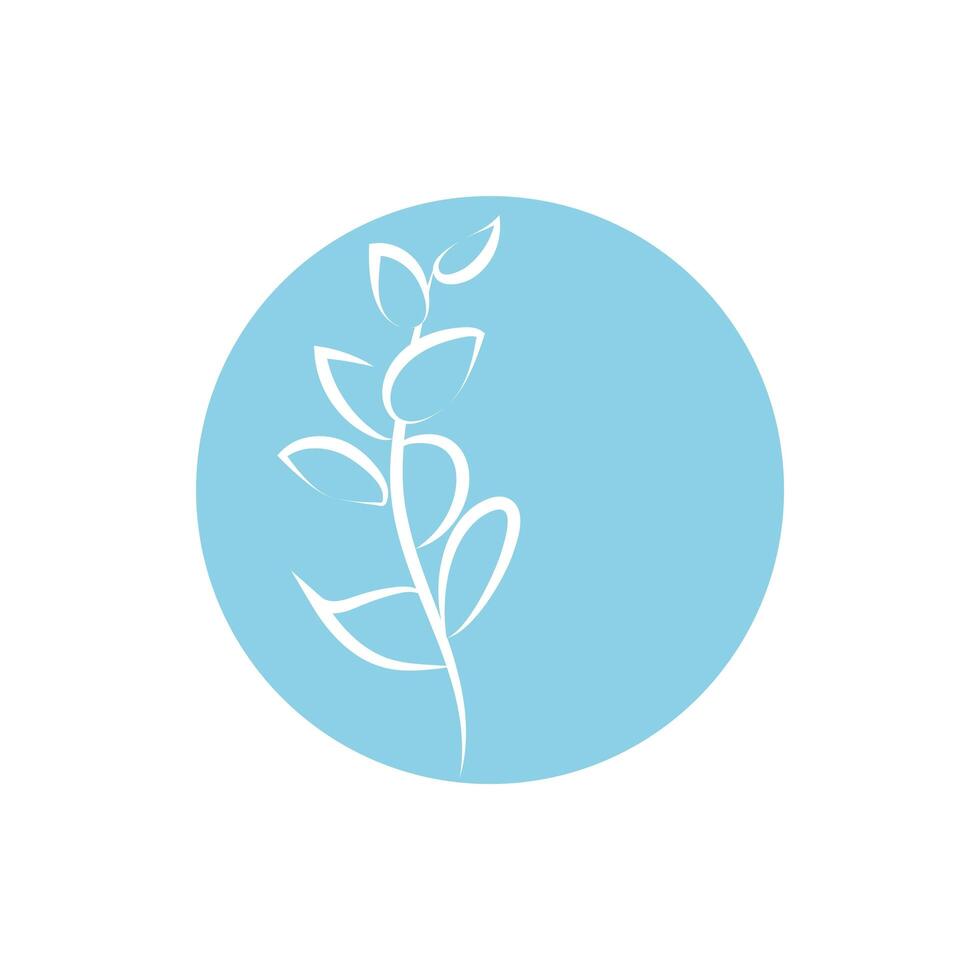 branch with leaves block and line style vector