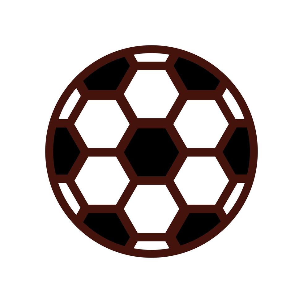 icono de línea y relleno de balón de fútbol vector