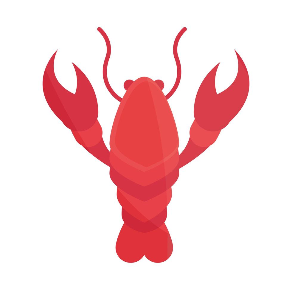 diseño de icono plano de langosta de mariscos crustáceos marinos vector