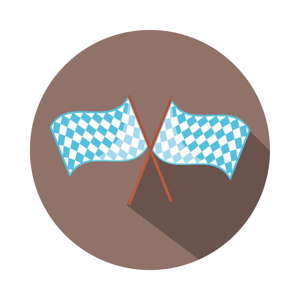 oktoberfest beer festival crossed checkered flags celebration german traditional block and flat icon vector