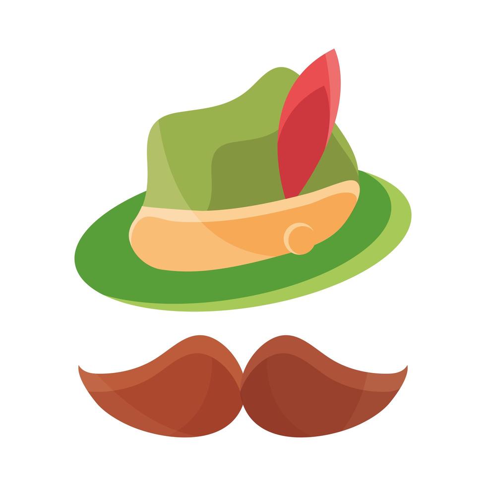 oktoberfest beer festival hat and mustache german traditional design vector