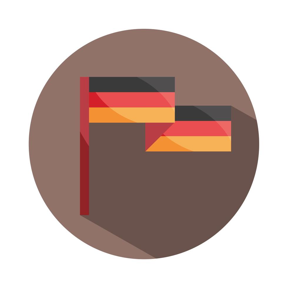 Oktoberfest festival de la cerveza celebración de la bandera nacional de Alemania bloque tradicional e icono plano vector