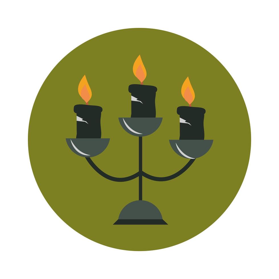 chandelier with burning candles decoration ornament flat and block icon vector